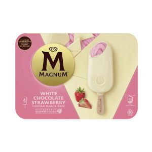 Gelado Magnum White Chocolate Strawberry, 4 Unidades