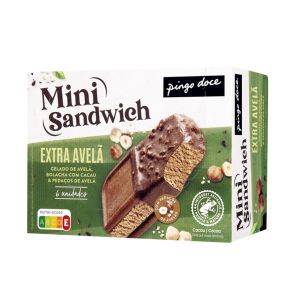 Gelado Mini Sandwich Pingo Doce Extra Avelã, 6 Unidades