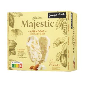 Gelado Majestic Chocolate Branco e Amêndoa, 6 Un