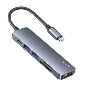Adaptador Yesido HB11 Hub PD Type-C 6 em 1, Cinza