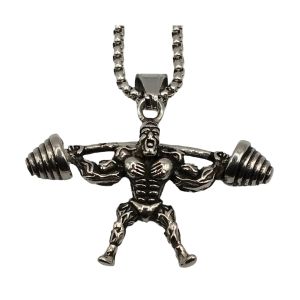 Colar Masculino de Aço Inoxidável Medalha 59219 Silver, 60mm