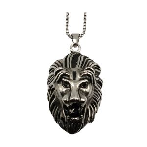 Colar Masculino de Aço Inoxidável Medalha 21693 Silver, 60mm