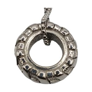 Colar Masculino de Aço Inoxidável Medalha 59234 Silver, 60mm