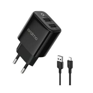Carregador Dual USB Oraimo Carregamento Rápido, Preto