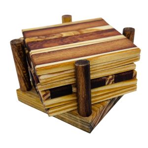Base para Copos Madeira Marchetada Pinho e Umbila Modelo II