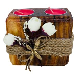 Castiçal de Madeira para Velas Duplo