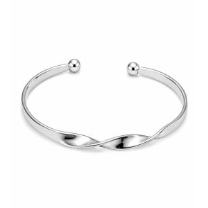 Pulseira Prateada com Design Ondulado e Esferas