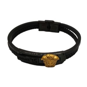 Pulseira Masculina de Couro Preto 25023