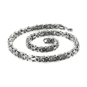 Colar Masculino de Aço Inoxidável Medalha 59281 Silver, 60mm
