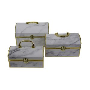 Mini Baús Decorativos Marmorizados, Branco, 3Un
