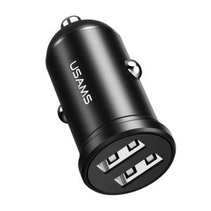 Carregador para Carro USAMS Mini US-CC114 C20 2.4A – Dual USB, Preto