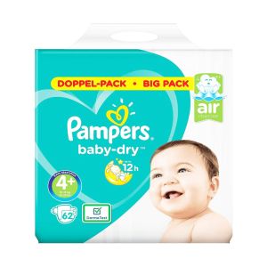 Fraldas Pampers Baby Dry 4+, 62 un
